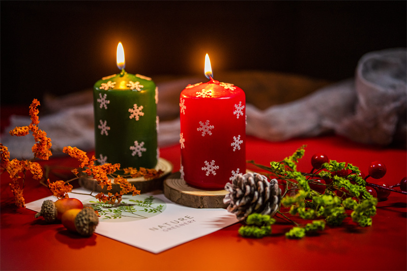 Christmas Ambiance Snowflake Decoration Smokeless Column Candle