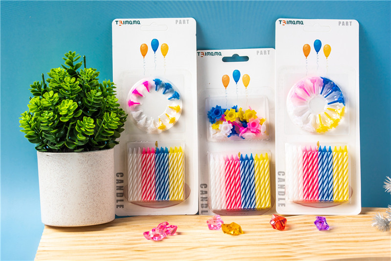 White Trimmed Threaded Candles with 12 holders